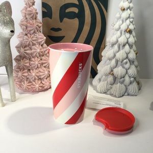 Starbucks Candy Cane Striped Ceramic Tumbler Holiday 2022 Ceramic Travel…